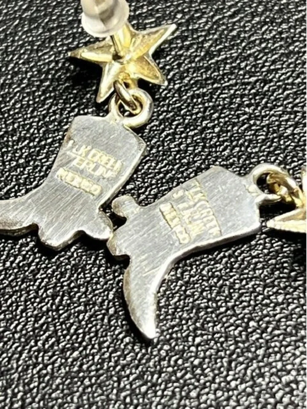 B6594 Elk Creek Western Star Cowboy Boot Dangle Earrings Sterling Silver 1